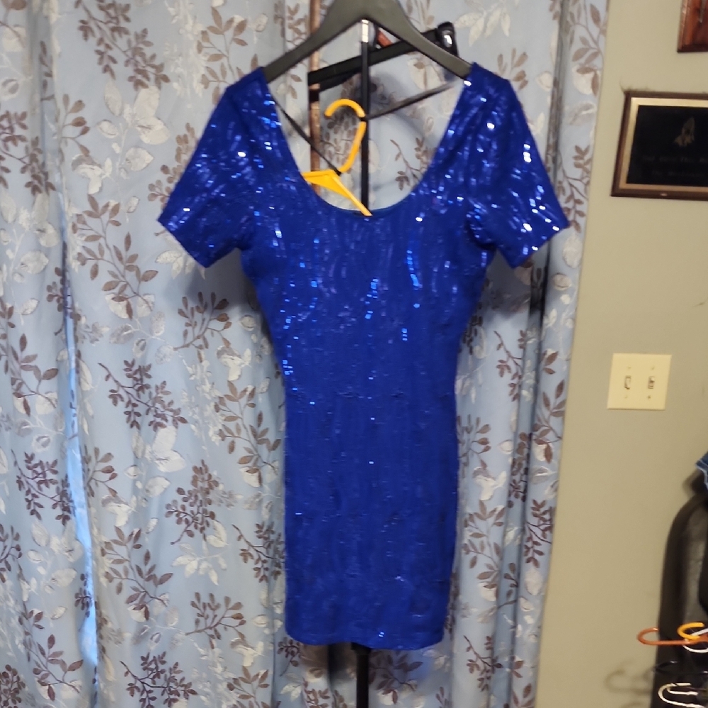 2B Bebe Royal Blue Sequin Mini Dress